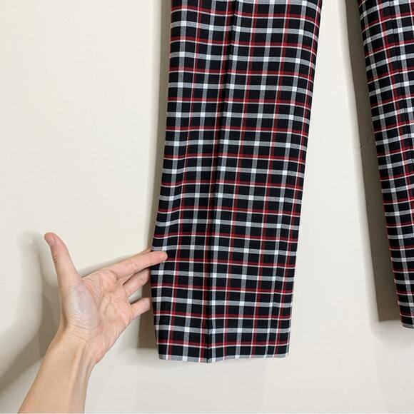 Akris Punto Francoise Slim Straight Pant (Sz 4) Glen Check Plaid Black Red - Picture 9 of 16